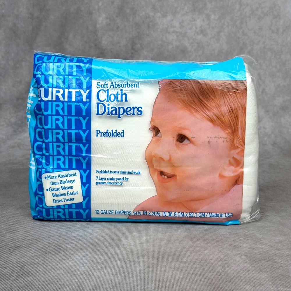 Curity Prefolded Cloth Diapers 12 Pack 100% Cotton Gauze White 14.5x20.5 Vintage